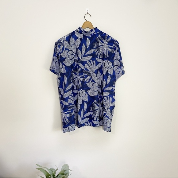 [Chico's] Women's Blue & White Dotted Floral Print Quarter Zip Popover Top - Picture 7 of 8